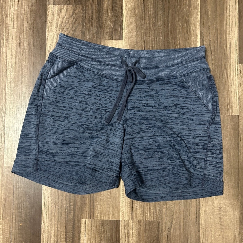 Athleta Shorts Women S Blue Space Dye Athletic Athleisure Drawstring Pockets